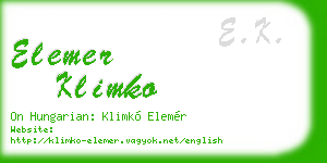 elemer klimko business card
