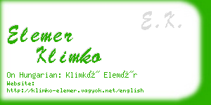 elemer klimko business card